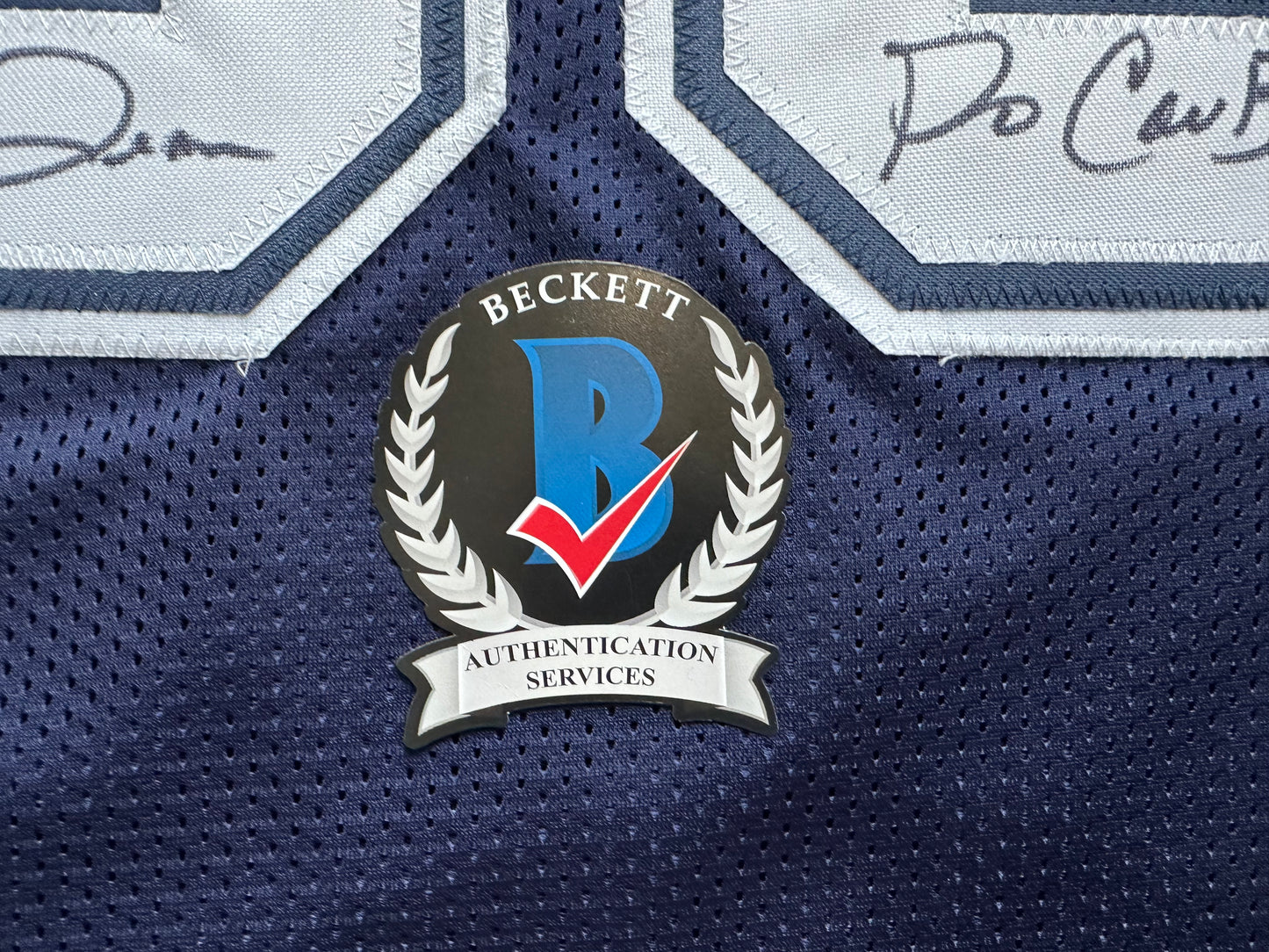 EUGENE LOCKHART DALLAS COWBOYS SIGNED BLUE JERSEY w/MULTI INSCs 2XL BAS