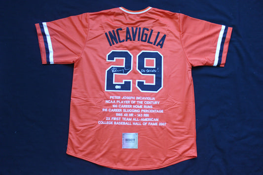 PETE INCAVIGLIA OSU ORANGE #29 "OU SUCKS!" with STATS