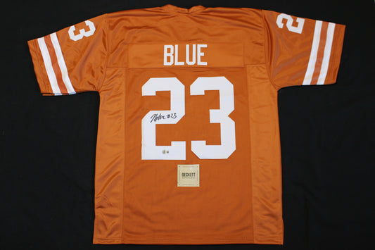 JAYDON BLUE TEXAS LONGHORNS SIGNED BURNT ORANGE FOOTBALL JERSEY Cowboys BAS COA