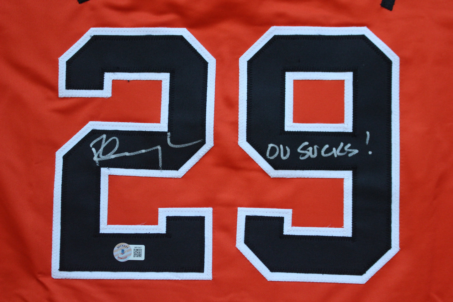 PETE INCAVIGLIA OSU ORANGE #29 "OU SUCKS!" with STATS