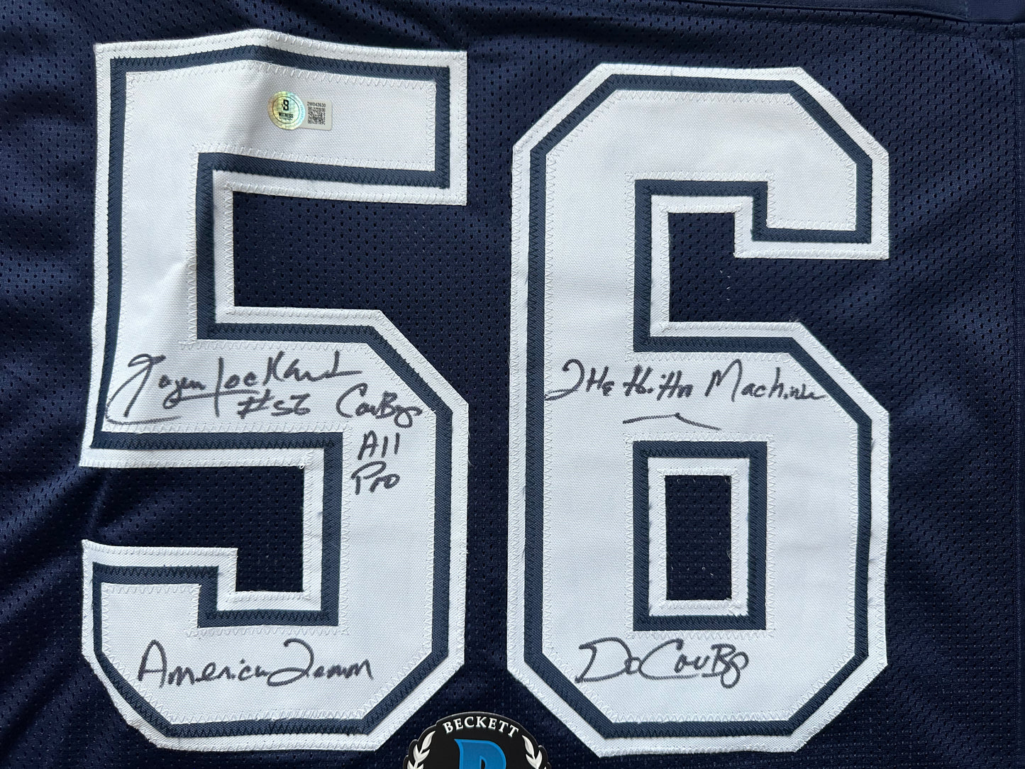 EUGENE LOCKHART DALLAS COWBOYS SIGNED BLUE JERSEY w/MULTI INSCs 2XL BAS