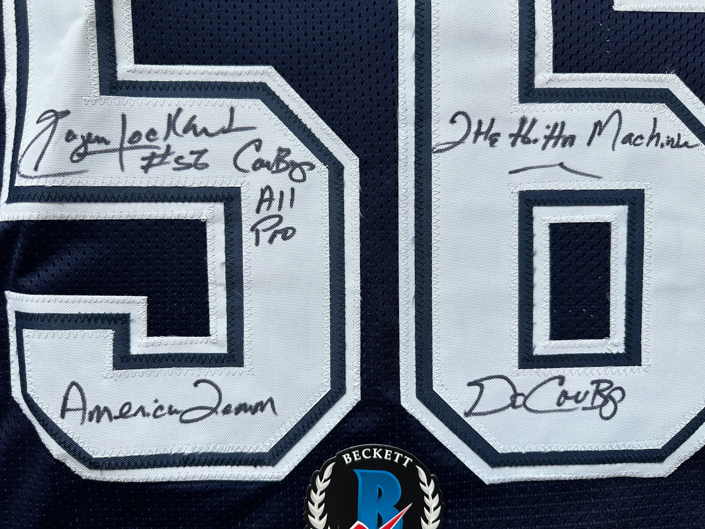 EUGENE LOCKHART DALLAS COWBOYS SIGNED BLUE JERSEY w/MULTI INSCs 2XL BAS