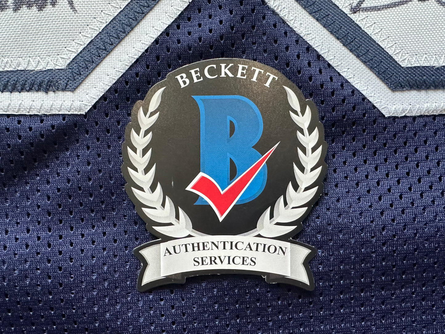 EUGENE LOCKHART DALLAS COWBOYS SIGNED BLUE JERSEY w/MULTI INSCs 2XL BAS