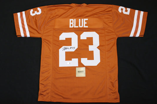 JAYDON BLUE TEXAS LONGHORNS SIGNED BURNT ORANGE FOOTBALL JERSEY Cowboys BAS COA
