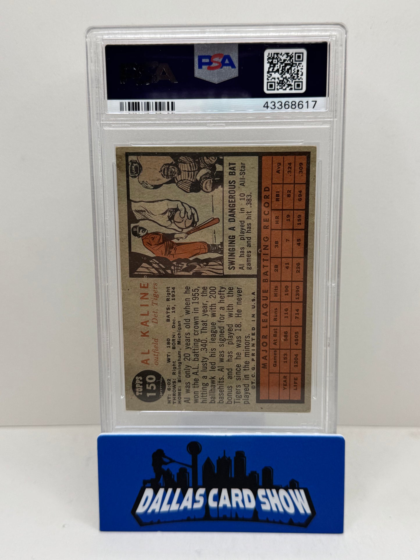 1962 Topps 3150 Al Kaline PSA 4