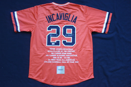 PETE INCAVIGLIA OSU ORANGE #29 "OU SUCKS!" with STATS