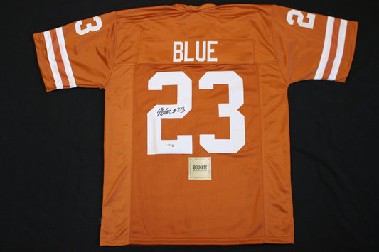 JAYDON BLUE TEXAS LONGHORNS SIGNED BURNT ORANGE FOOTBALL JERSEY Cowboys BAS COA