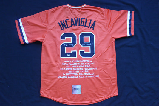 PETE INCAVIGLIA OSU ORANGE #29 "OU SUCKS!" with STATS