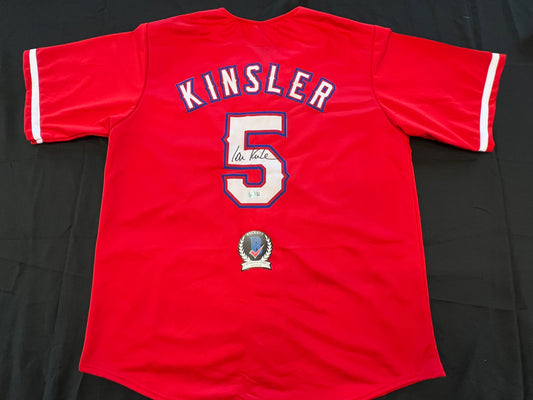 IAN KINSLER TEXAS RANGERS SIGNED RED JERSEY BAS COA