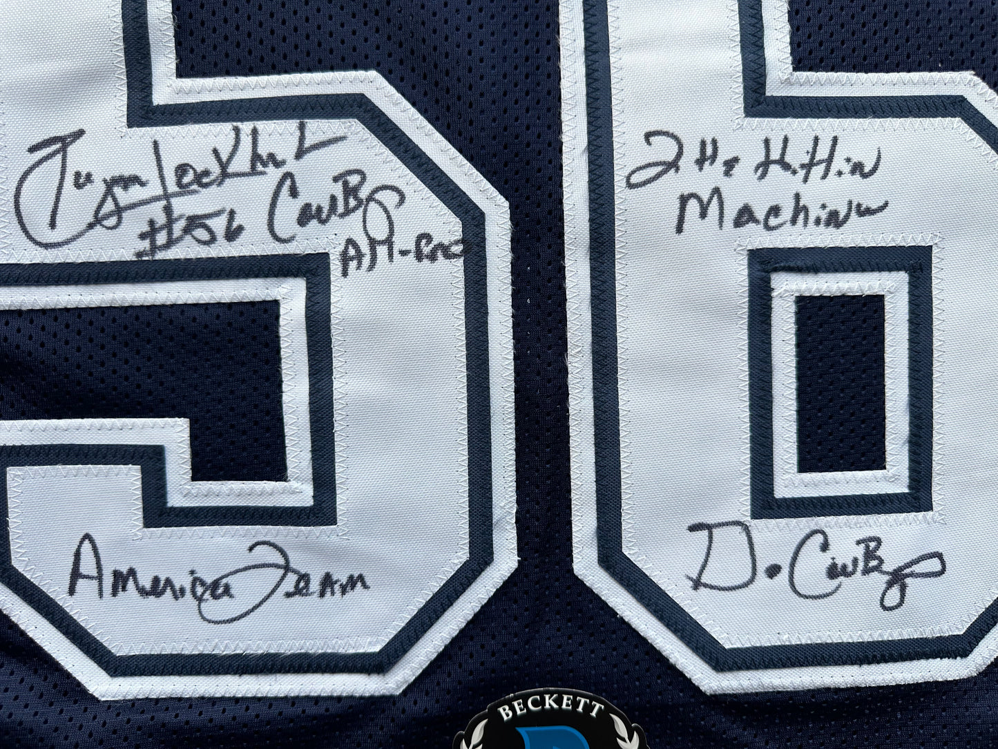 EUGENE LOCKHART DALLAS COWBOYS SIGNED BLUE JERSEY w/MULTI INSCs 3XL BAS