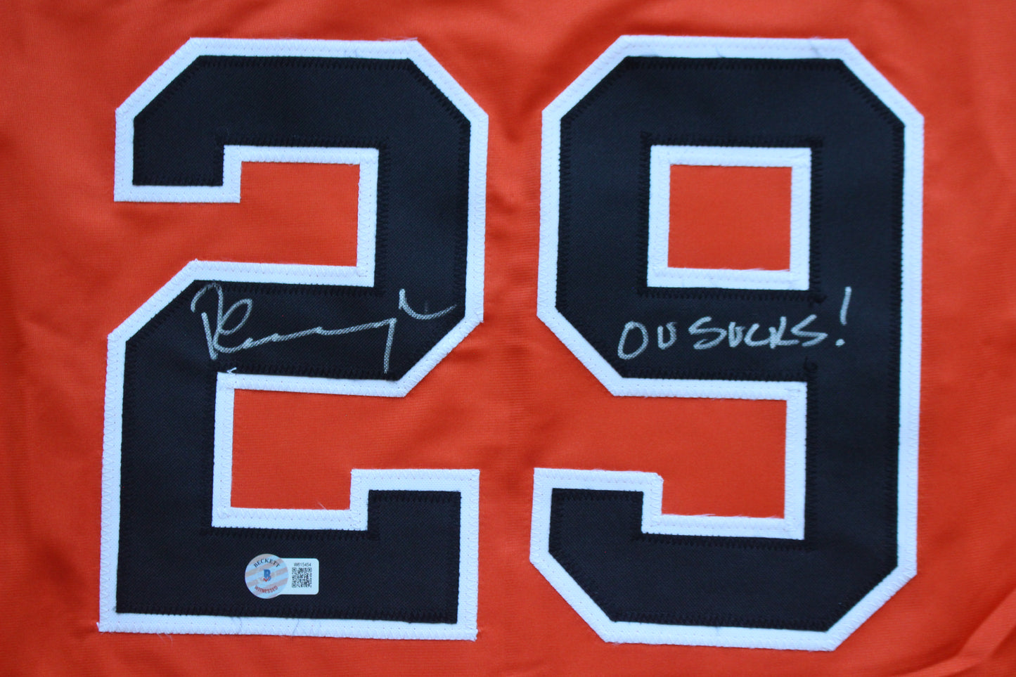 PETE INCAVIGLIA OSU ORANGE #29 "OU SUCKS!" with STATS