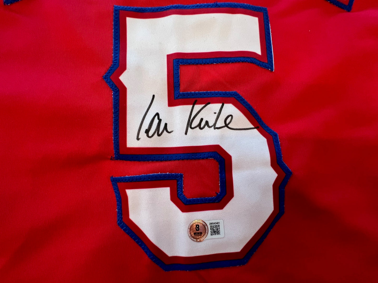 IAN KINSLER TEXAS RANGERS SIGNED RED JERSEY BAS COA