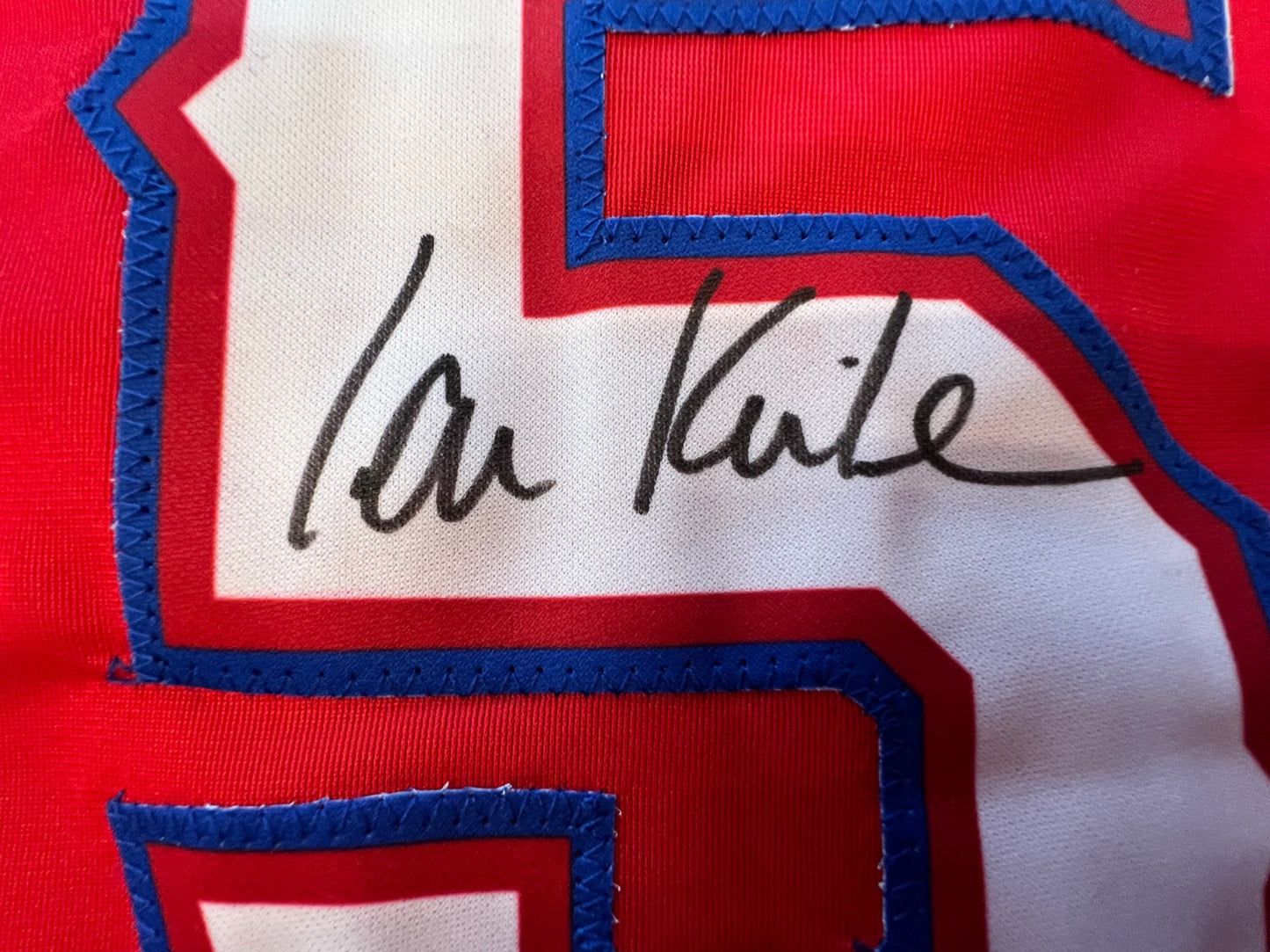 IAN KINSLER TEXAS RANGERS SIGNED RED JERSEY BAS COA