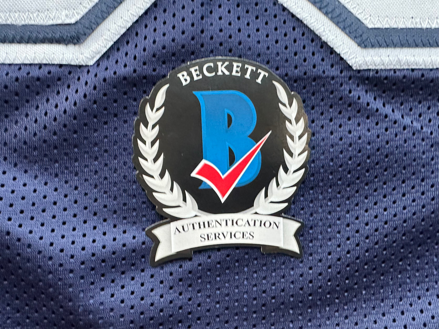 EUGENE LOCKHART DALLAS COWBOYS SIGNED BLUE JERSEY w/MULTI INSCs 3XL BAS