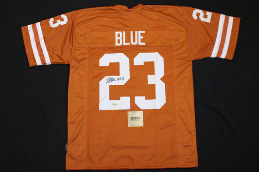JAYDON BLUE TEXAS LONGHORNS SIGNED BURNT ORANGE FOOTBALL JERSEY Cowboys BAS COA