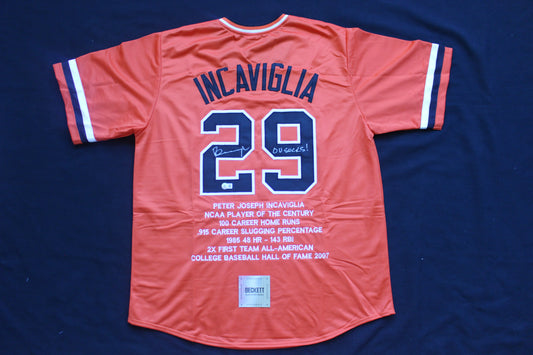 PETE INCAVIGLIA OSU ORANGE #29 "OU SUCKS!" with STATS
