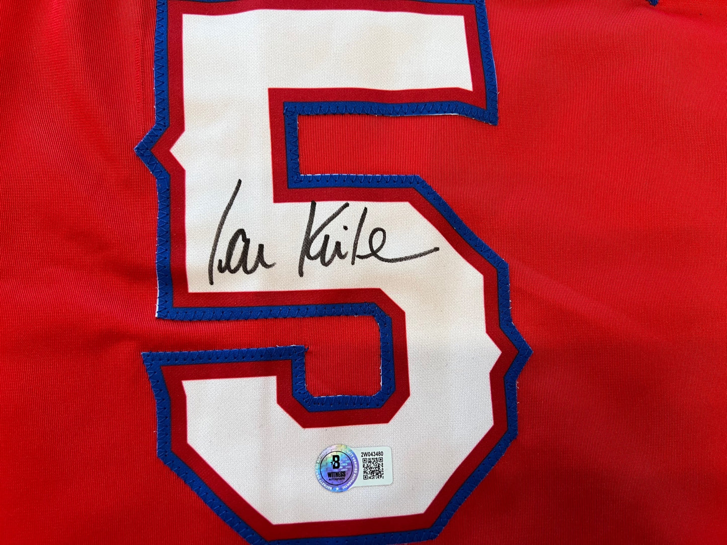 IAN KINSLER TEXAS RANGERS SIGNED RED JERSEY BAS COA