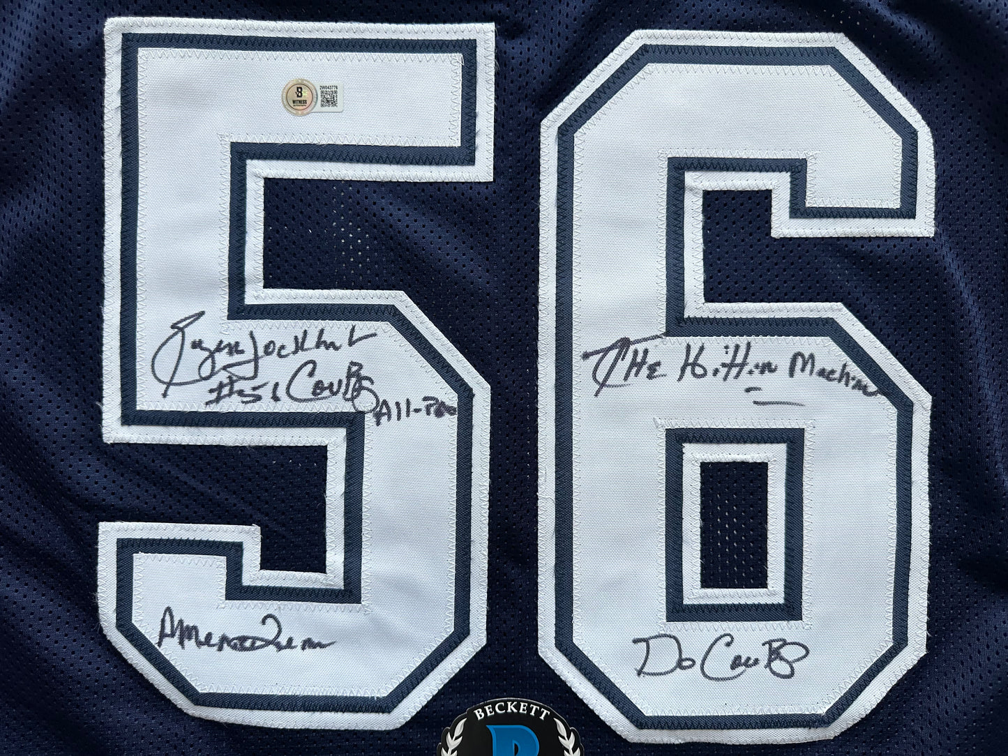 EUGENE LOCKHART DALLAS COWBOYS SIGNED BLUE JERSEY w/MULTI INSCs 3XL BAS