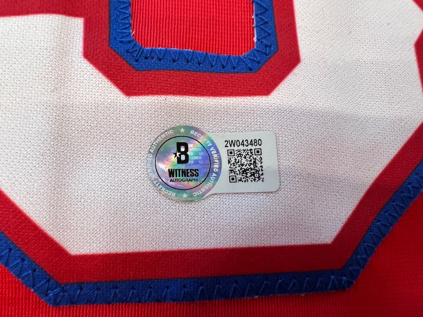 IAN KINSLER TEXAS RANGERS SIGNED RED JERSEY BAS COA