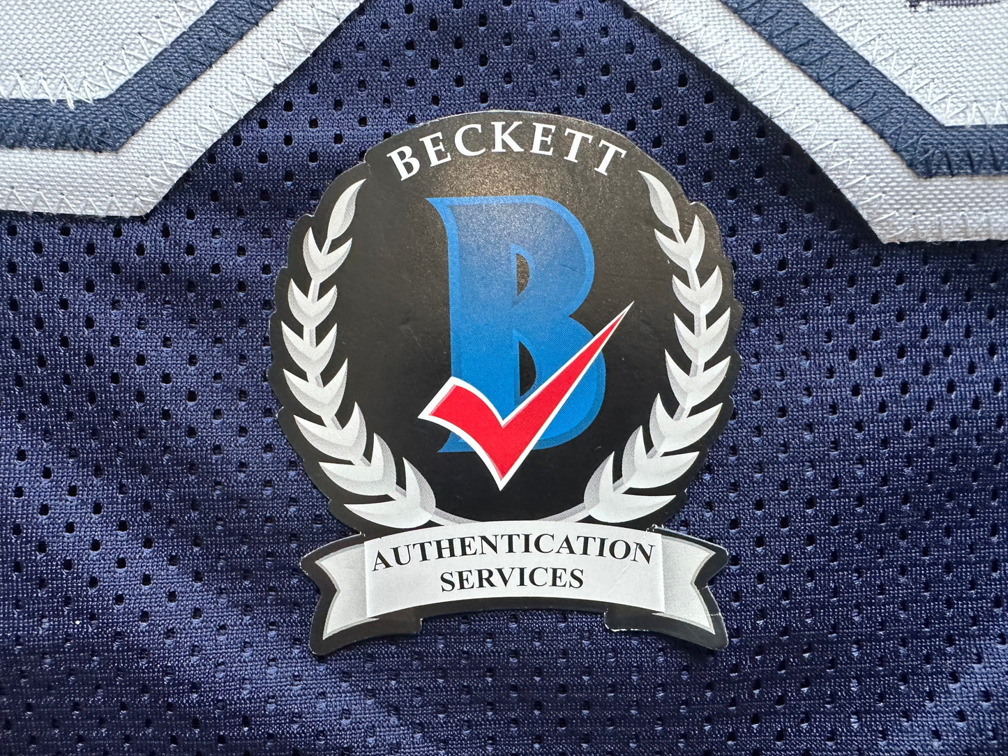 EUGENE LOCKHART DALLAS COWBOYS SIGNED BLUE JERSEY w/MULTI INSCs 3XL BAS