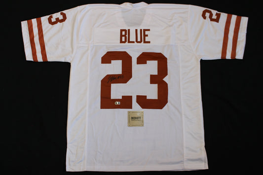 JAYDON BLUE TEXAS LONGHORNS SIGNED HOME FOOTBALL JERSEY Cowboys BAS