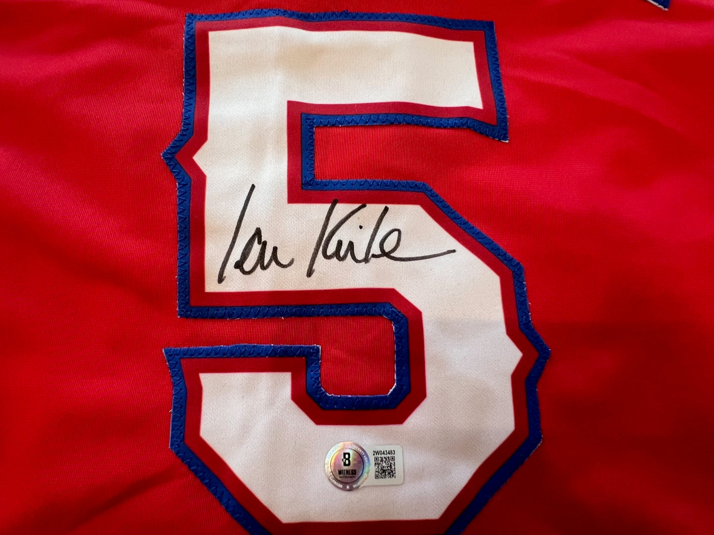 IAN KINSLER TEXAS RANGERS SIGNED RED JERSEY BAS COA