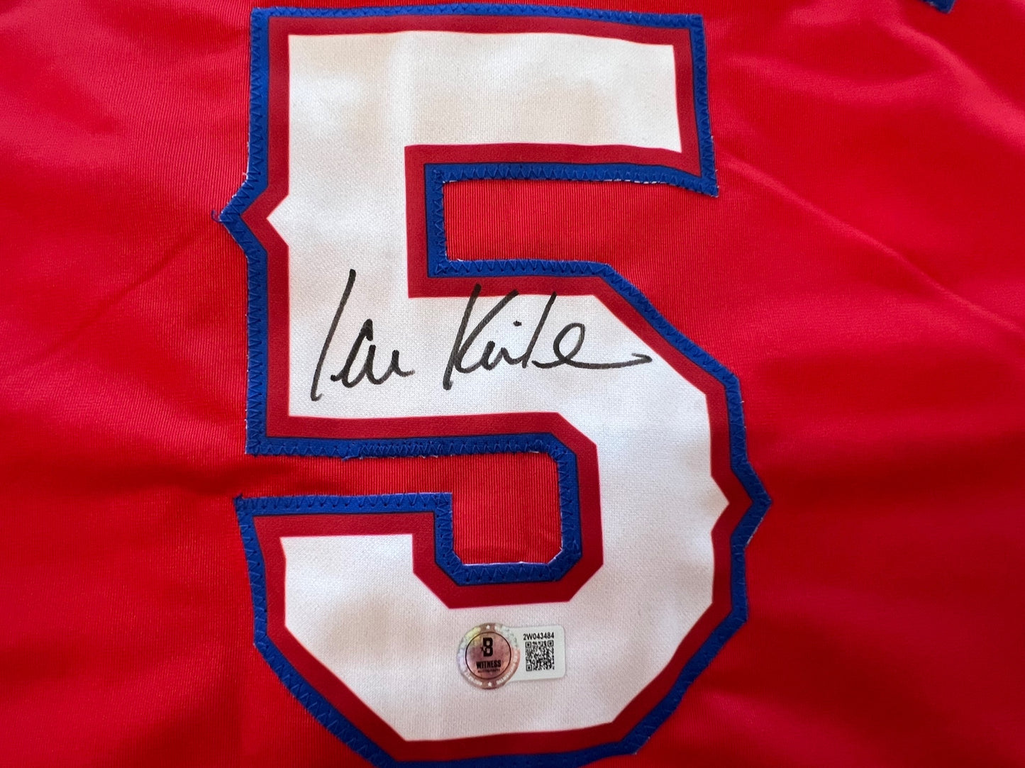 IAN KINSLER TEXAS RANGERS SIGNED RED JERSEY BAS COA