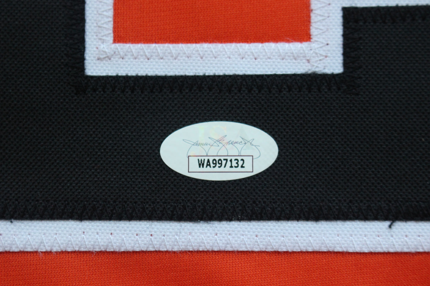 PETE INCAVIGLIA OSU ORANGE #29 "OU SUCKS!" with STATS JSA