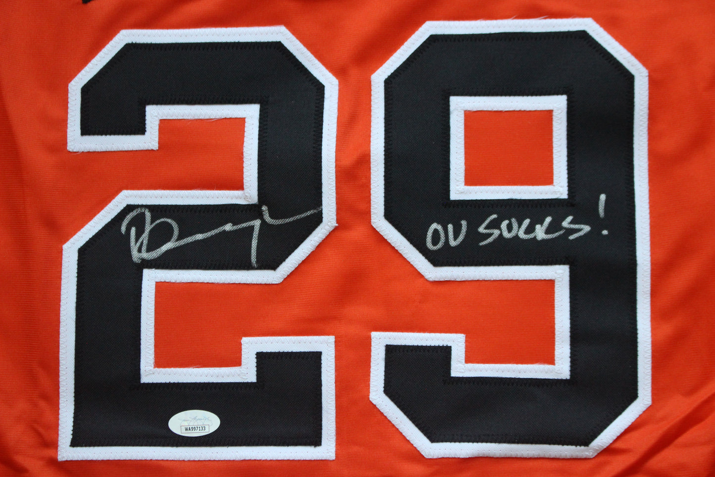 PETE INCAVIGLIA OSU ORANGE #29 "OU SUCKS!" with STATS JSA