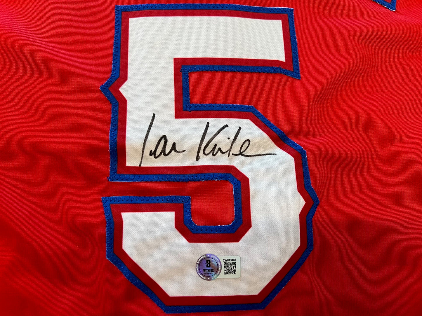 IAN KINSLER TEXAS RANGERS SIGNED RED JERSEY BAS COA