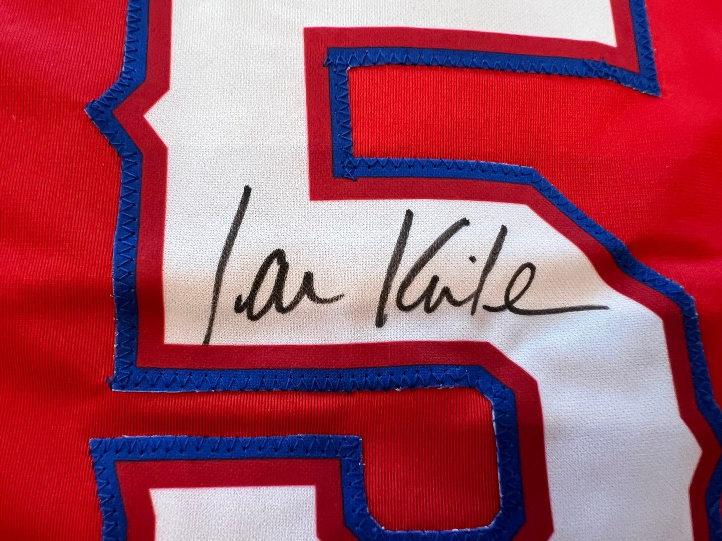 IAN KINSLER TEXAS RANGERS SIGNED RED JERSEY BAS COA