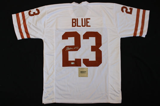 JAYDON BLUE TEXAS LONGHORNS SIGNED HOME FOOTBALL JERSEY Cowboys BAS