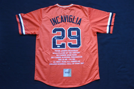 PETE INCAVIGLIA OSU ORANGE #29 "PISTOLS UP!" with STATS