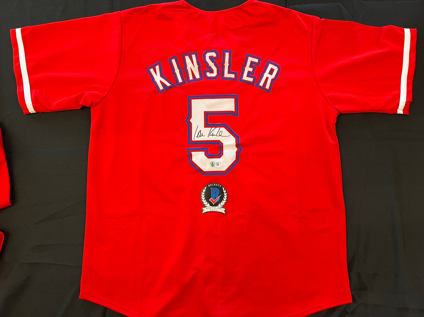 IAN KINSLER TEXAS RANGERS SIGNED RED JERSEY BAS COA
