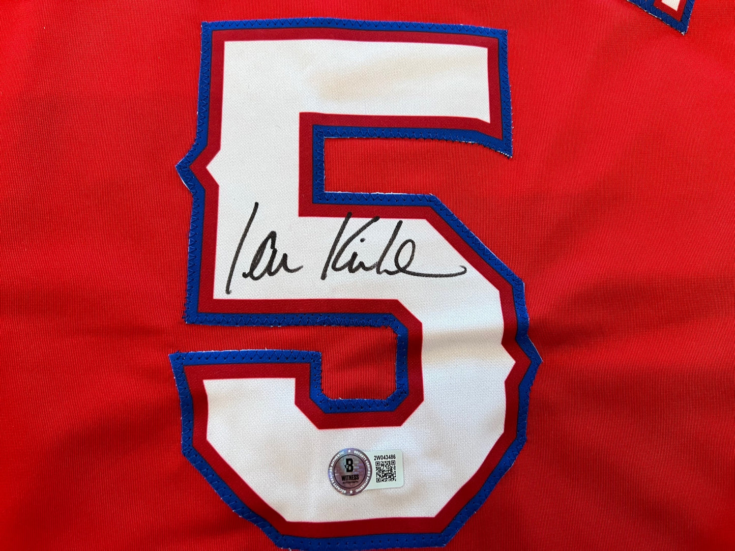 IAN KINSLER TEXAS RANGERS SIGNED RED JERSEY BAS COA