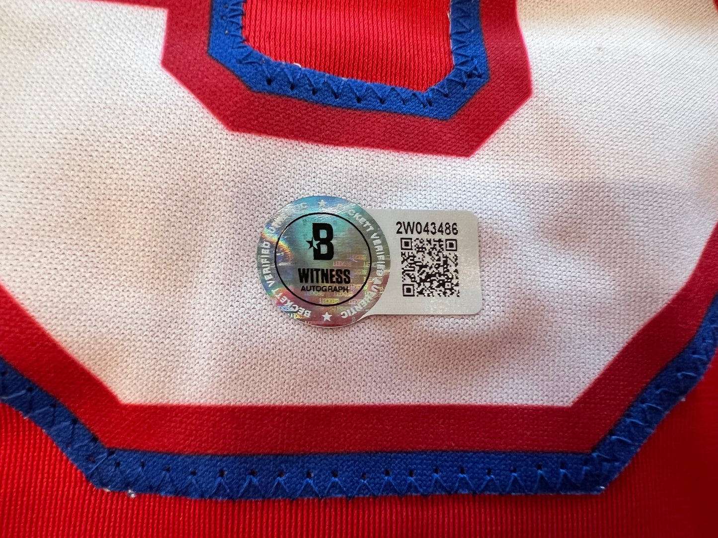 IAN KINSLER TEXAS RANGERS SIGNED RED JERSEY BAS COA