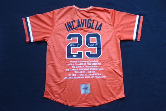PETE INCAVIGLIA OSU ORANGE #29 "PISTOLS UP!" with STATS