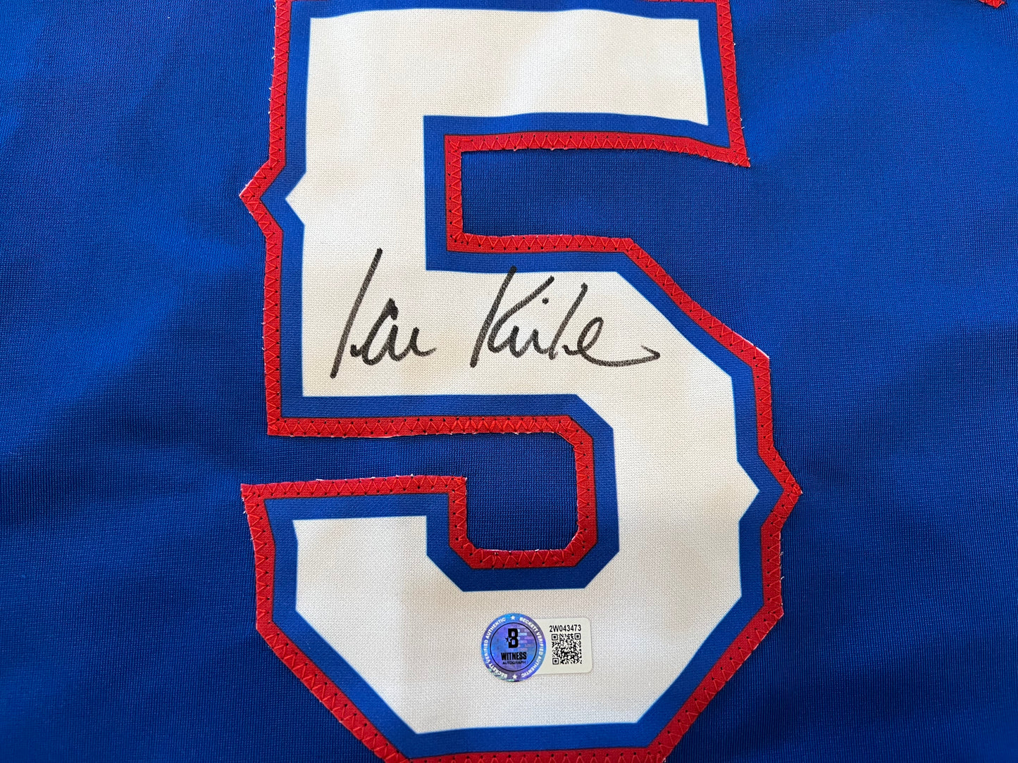 IAN KINSLER TEXAS RANGERS SIGNED BLUE JERSEY BAS COA