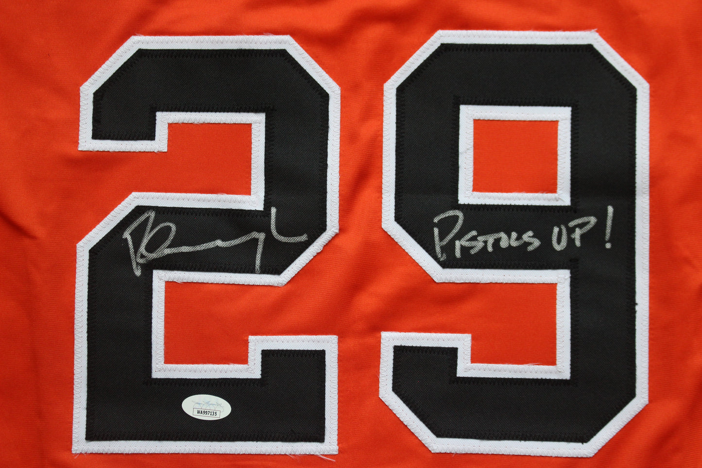 PETE INCAVIGLIA OSU ORANGE #29 "PISTOLS UP!" with STATS JSA