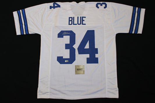 JAYDON BLUE DALLAS COWBOYS SIGNED HOME FOOTBALL JERSEY Texas Longhorns  BAS
