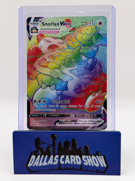 2020 Pokemon - Snorlax VMAX (Secret) - 206/202 Sword & Shield Base Set NM