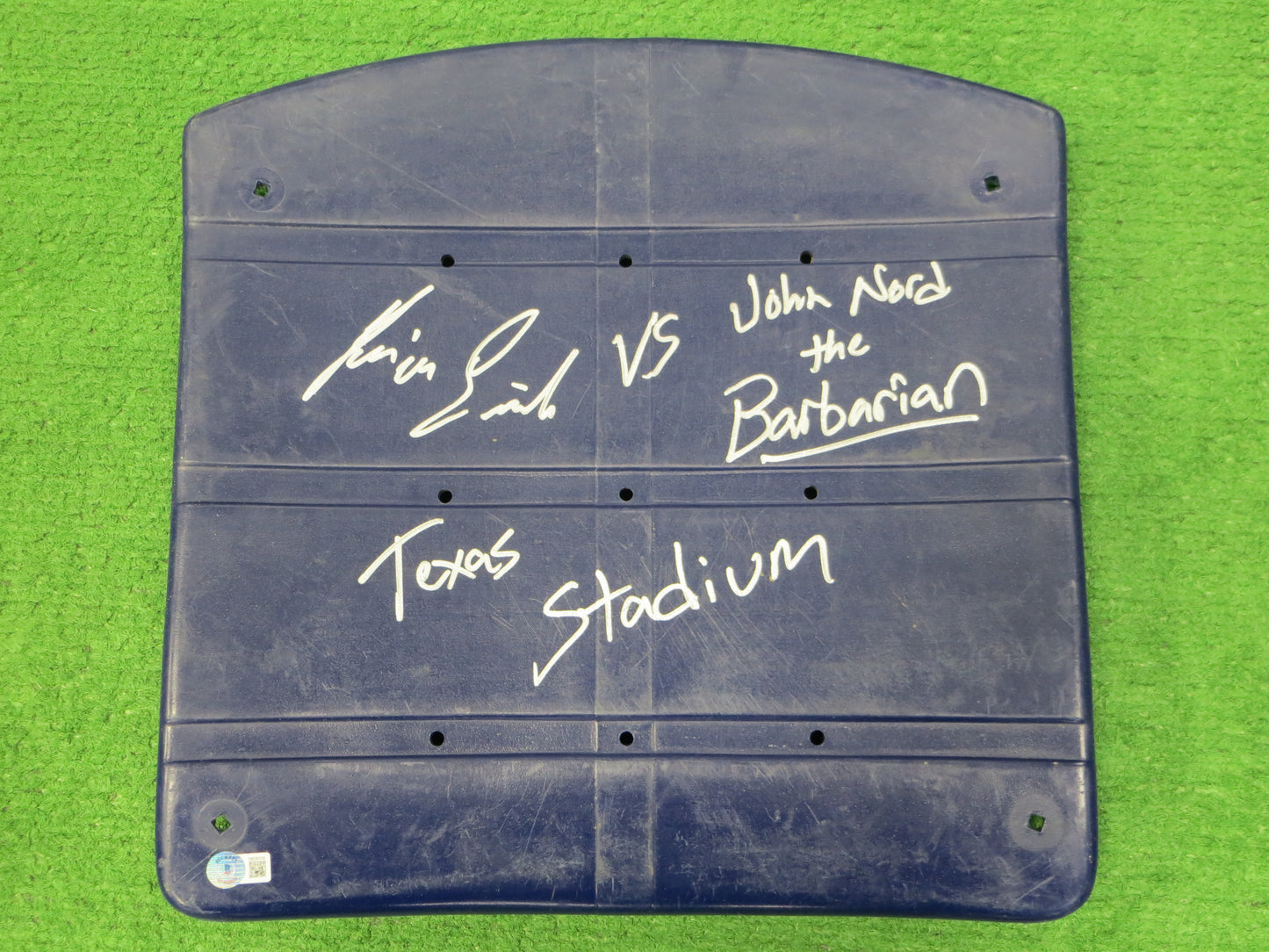KEVIN VON ERICH JOHN The Barbarian NORD SIGNED TEXAS STADIUM SEAT BAS COA