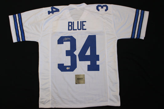 JAYDON BLUE DALLAS COWBOYS SIGNED HOME FOOTBALL JERSEY Texas Longhorns  BAS