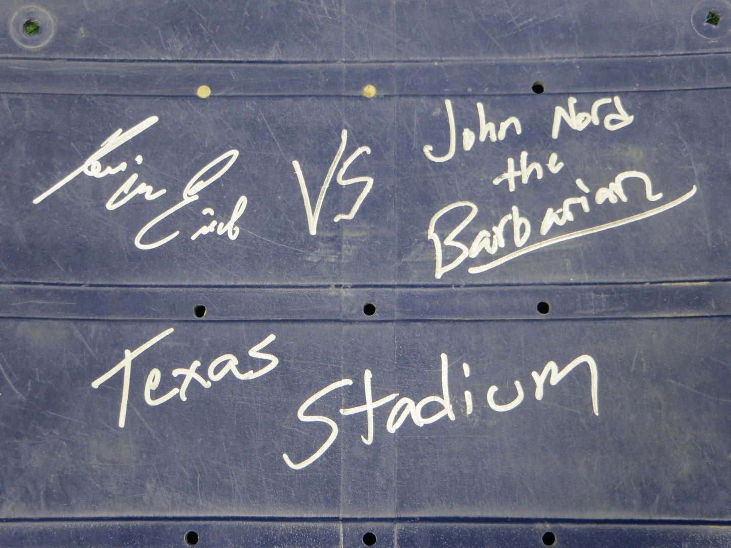 KEVIN VON ERICH JOHN The Barbarian NORD SIGNED TEXAS STADIUM SEAT BAS COA