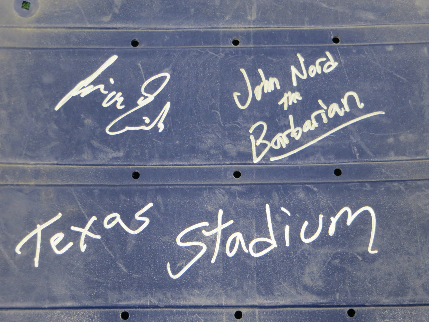 KEVIN VON ERICH JOHN The Barbarian NORD SIGNED TEXAS STADIUM SEAT BAS COA