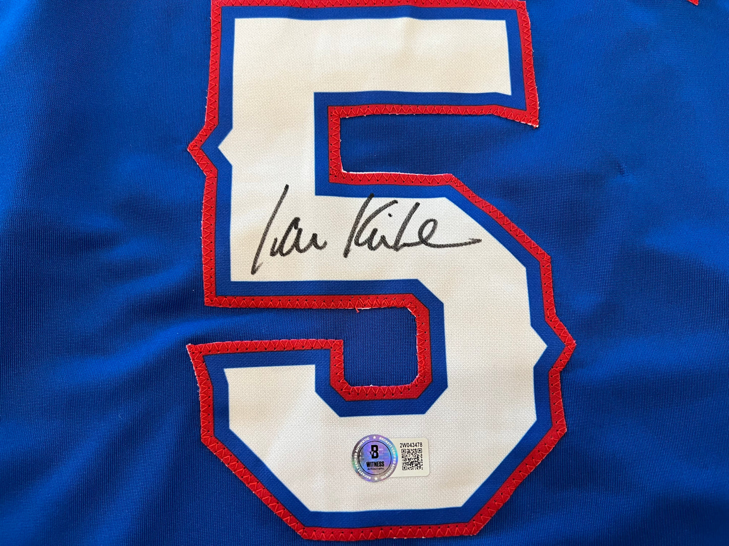 IAN KINSLER TEXAS RANGERS SIGNED BLUE JERSEY BAS COA