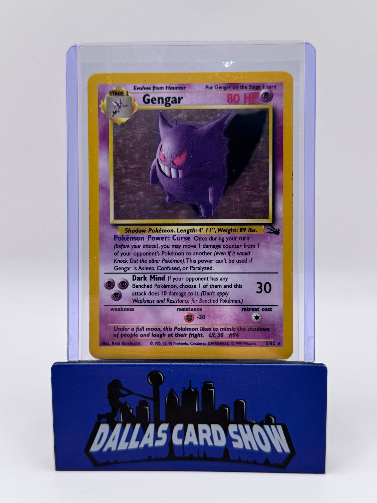 1999 Pokemon - Gengar (Holo) - 5/62 Fossil Unlimited DMG'd