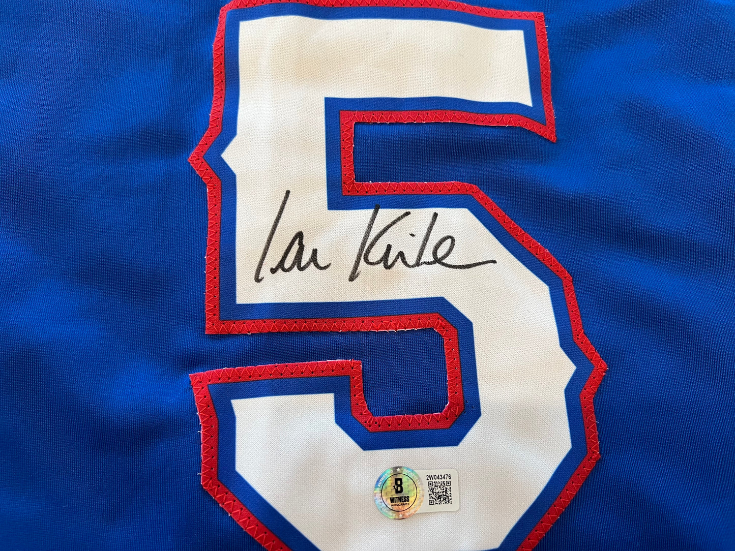 IAN KINSLER TEXAS RANGERS SIGNED BLUE JERSEY BAS COA