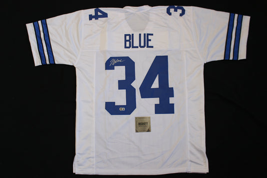 JAYDON BLUE DALLAS COWBOYS SIGNED HOME FOOTBALL JERSEY Texas Longhorns  BAS