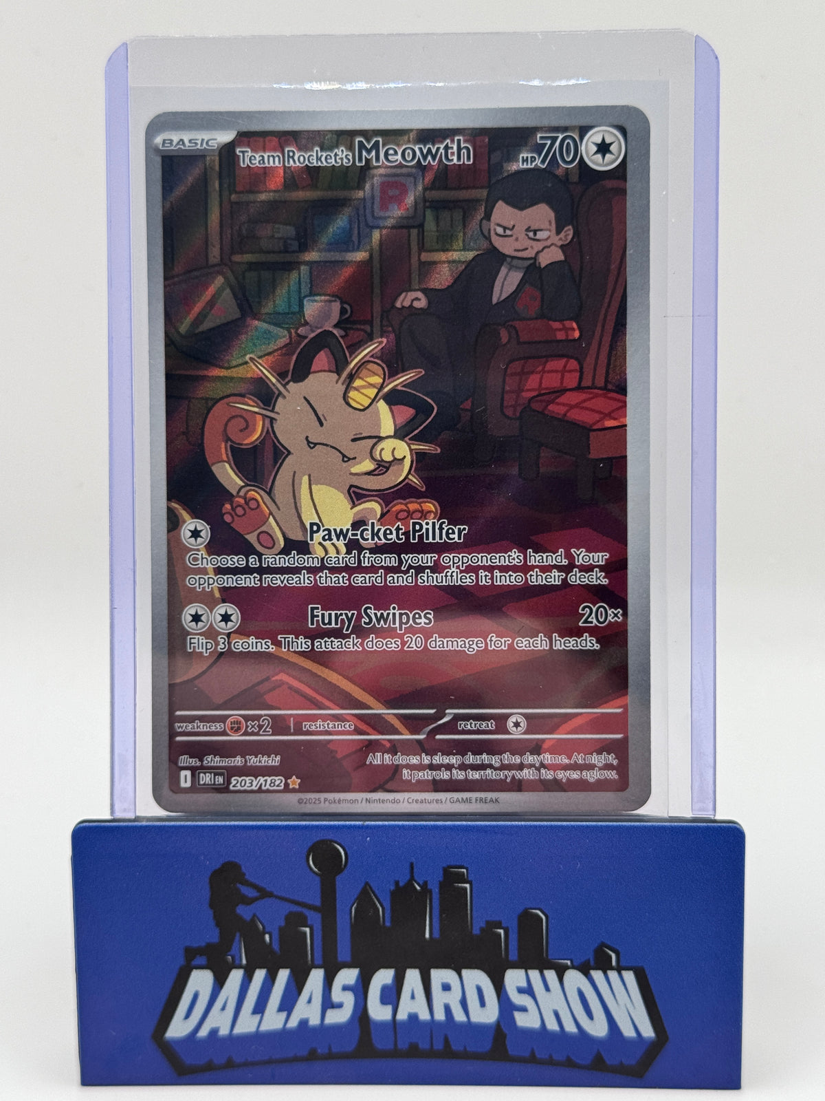 2025 Pokemon - Team Rocket's Meowth (Illustration Rare) - 203/182 Destined Rivals NM